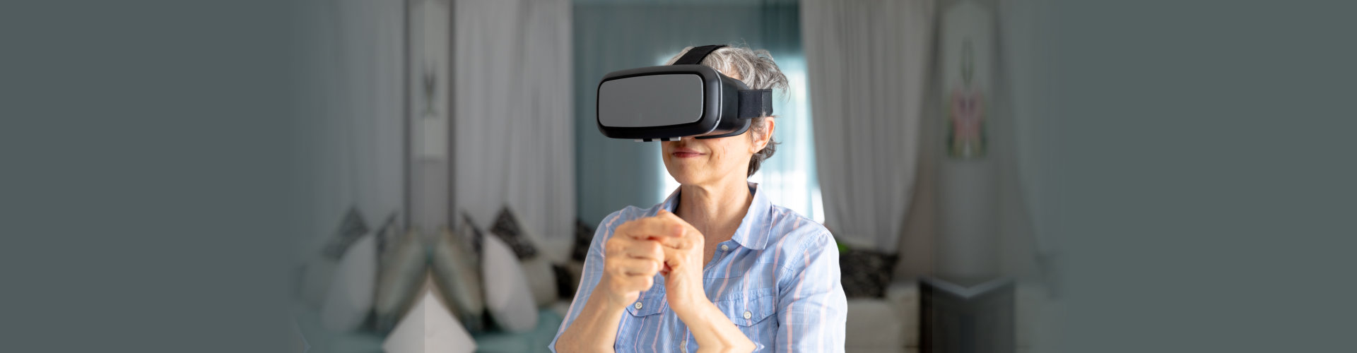 elderly woman on a VR